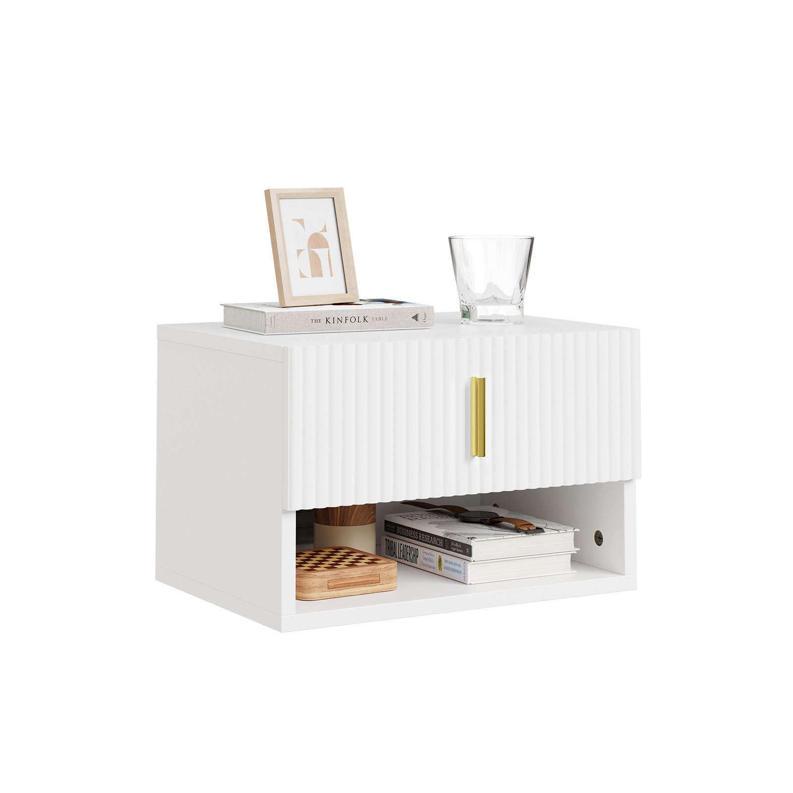 NACHTTISCH mit Schublade FBT176-E-W - Weiß, Holzwerkstoff (40/26/30cm) - SoBuy