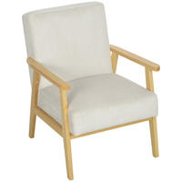 SESSEL Loungesessel mit Armlehne, Holzbeine für Wohnzimmer Cremeweiß - Weiß, Kunststoff (67/77/59cm) - HOMCOM