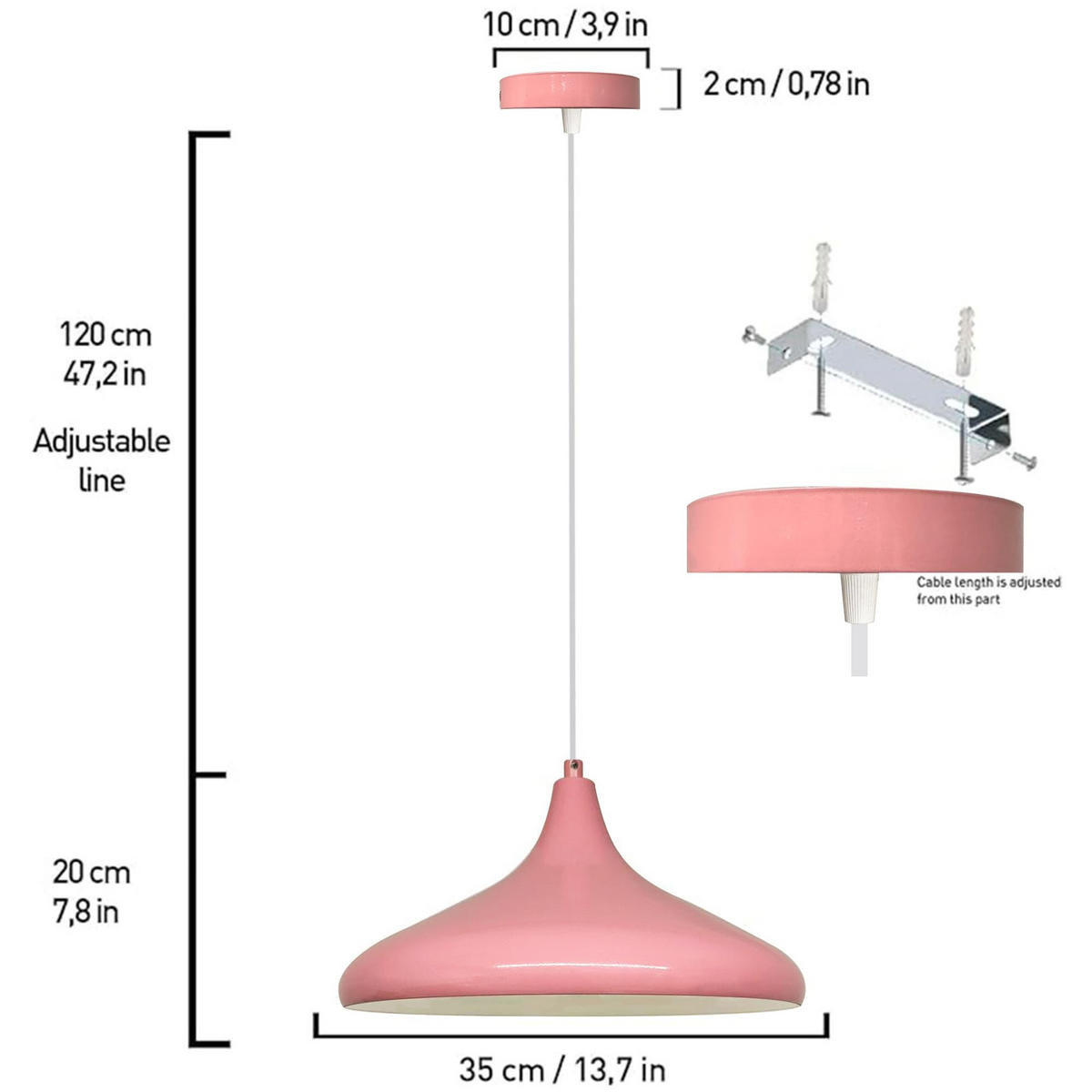 PENDELLEUCHTE Esstisch Champion 35/20 cm - Pink, Metall (35/20cm) - Bamyum