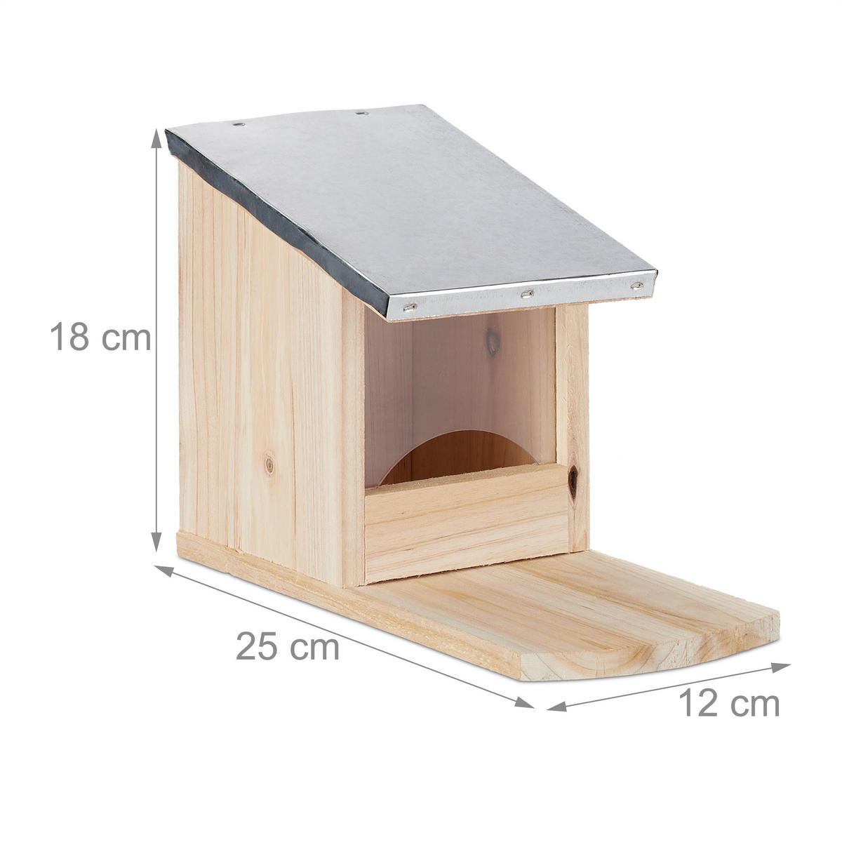 EICHHÖRNCHEN Futterhaus - Hellbraun, Holz/Kunststoff (12/18/25cm) - Relaxdays