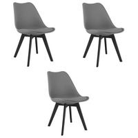 ESSZIMMERSTUHL 3-er Set RIKX Graphitsitz, schwarze Beine - Graphitfarben/Schwarz, Kunststoff (49/82/43cm) - Valora