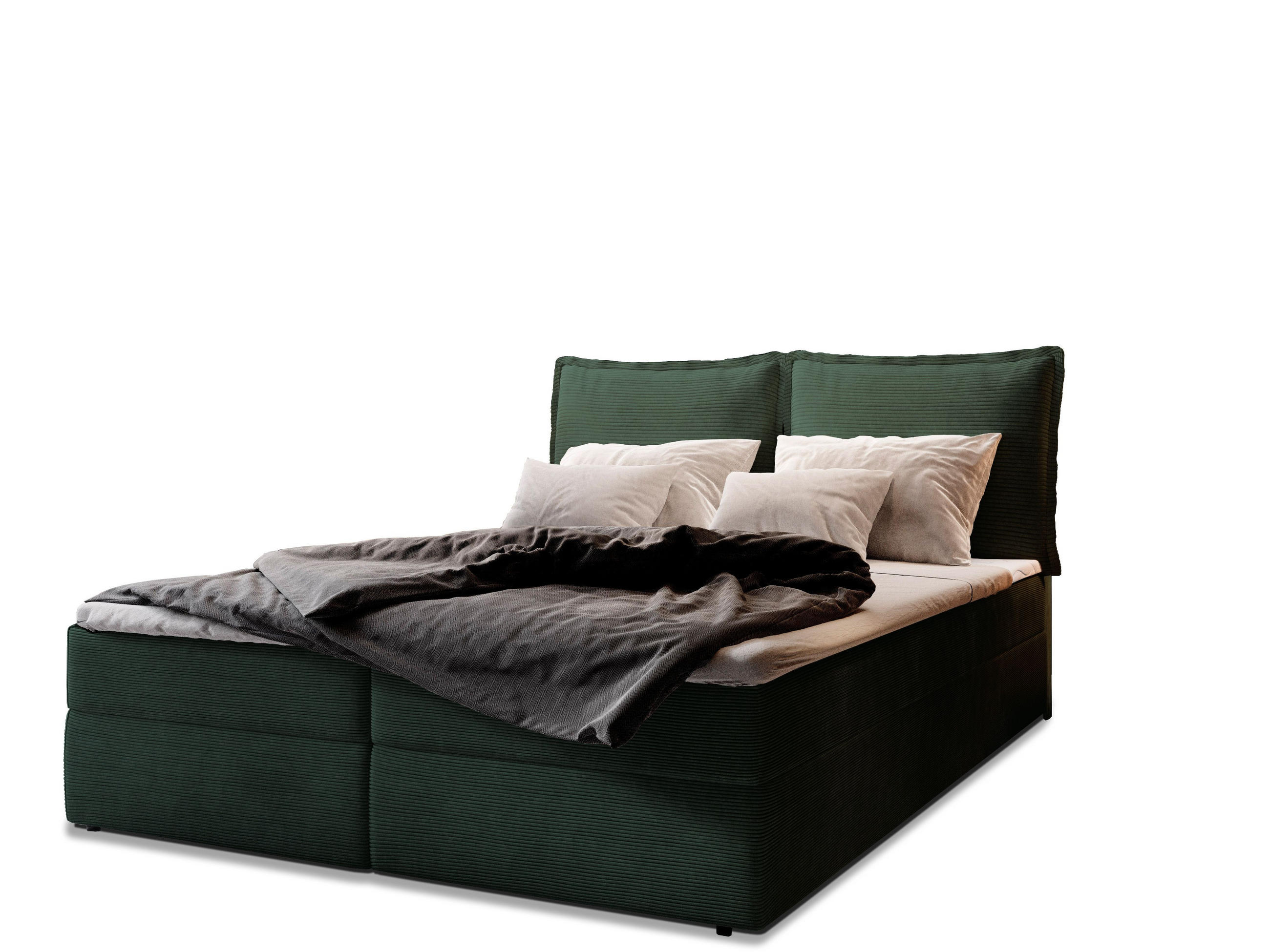 BOXBETT LENTE 180x200 cm mit Matratze und Topper - Grün - Grün, Holz (180/200cm) - MASSENO