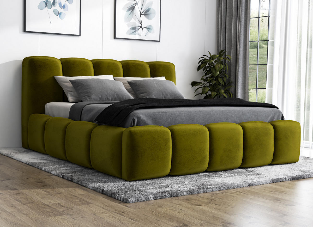 POLSTERBETT SONIC mit Matratze H2 120x200 Olivgrün - Olivgrün, Textil (120/200cm) - A&J MöbelLand