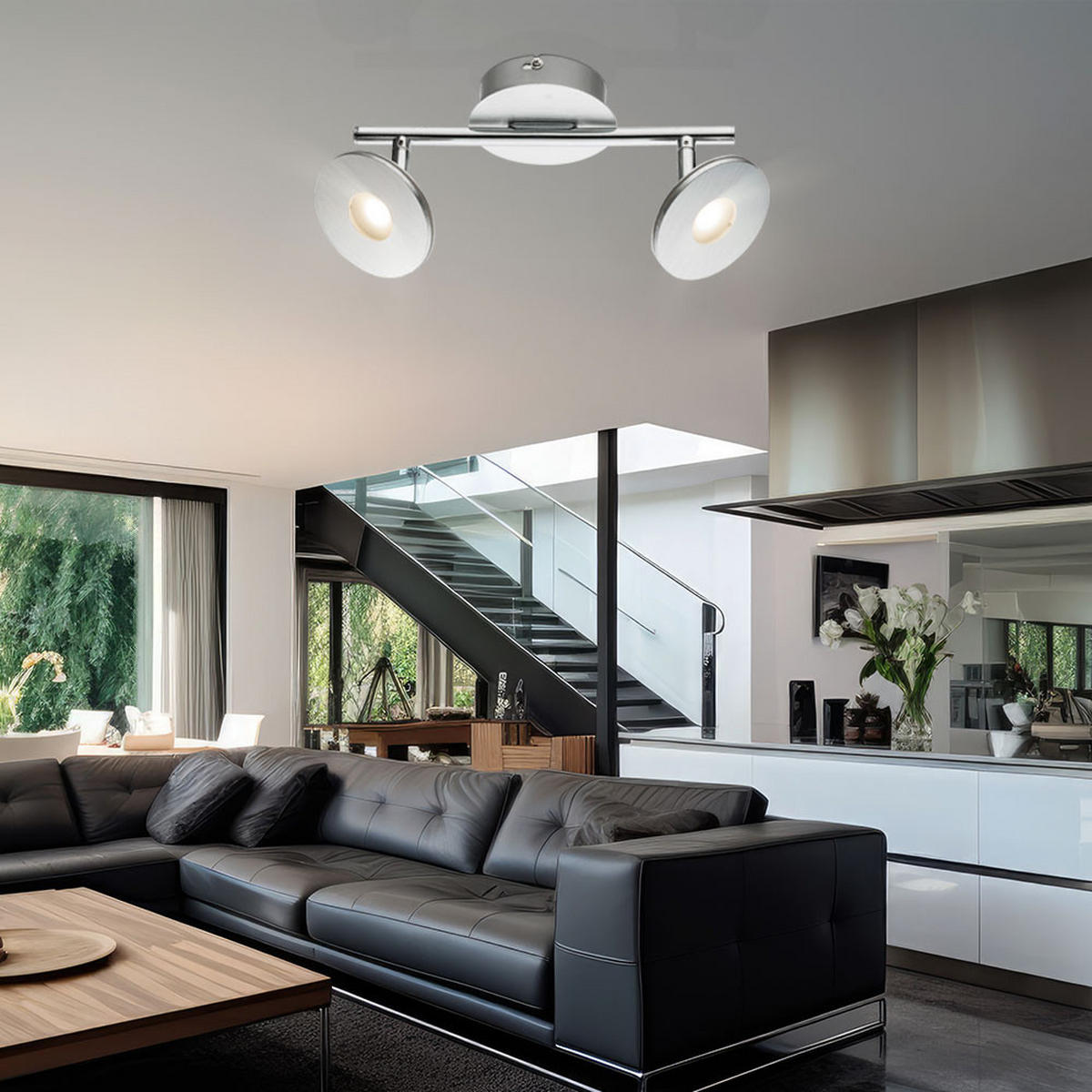 LED DECKENLEUCHTE Aluminium Silber - Silberfarben, Metall (25.4/10/14.2cm) - Globo Lighting