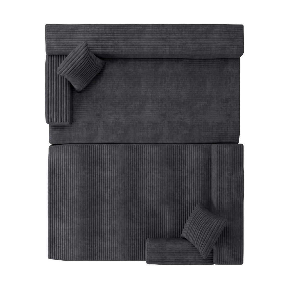 SOFA Coredo dunkelgrau Cord - Dunkelgrau, Textil (250/155cm) - Juskys