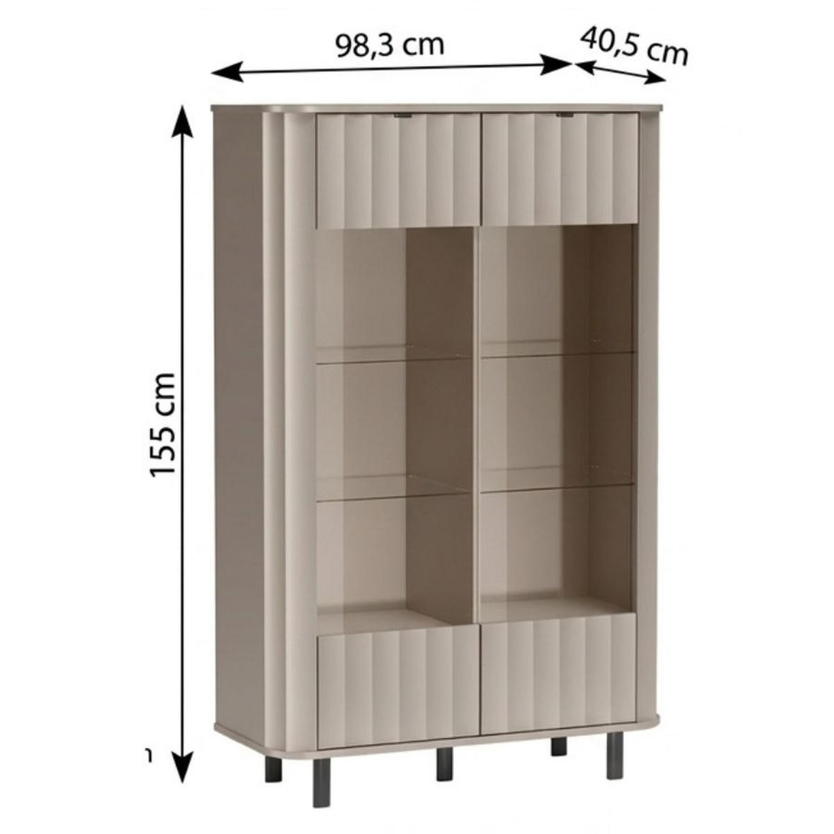 VITRINE Novado NO-9 98,3 x 155 x 40,5 cm Greige - Greige, Glas/Holzwerkstoff (98.3/155/40.5cm) - Koseto