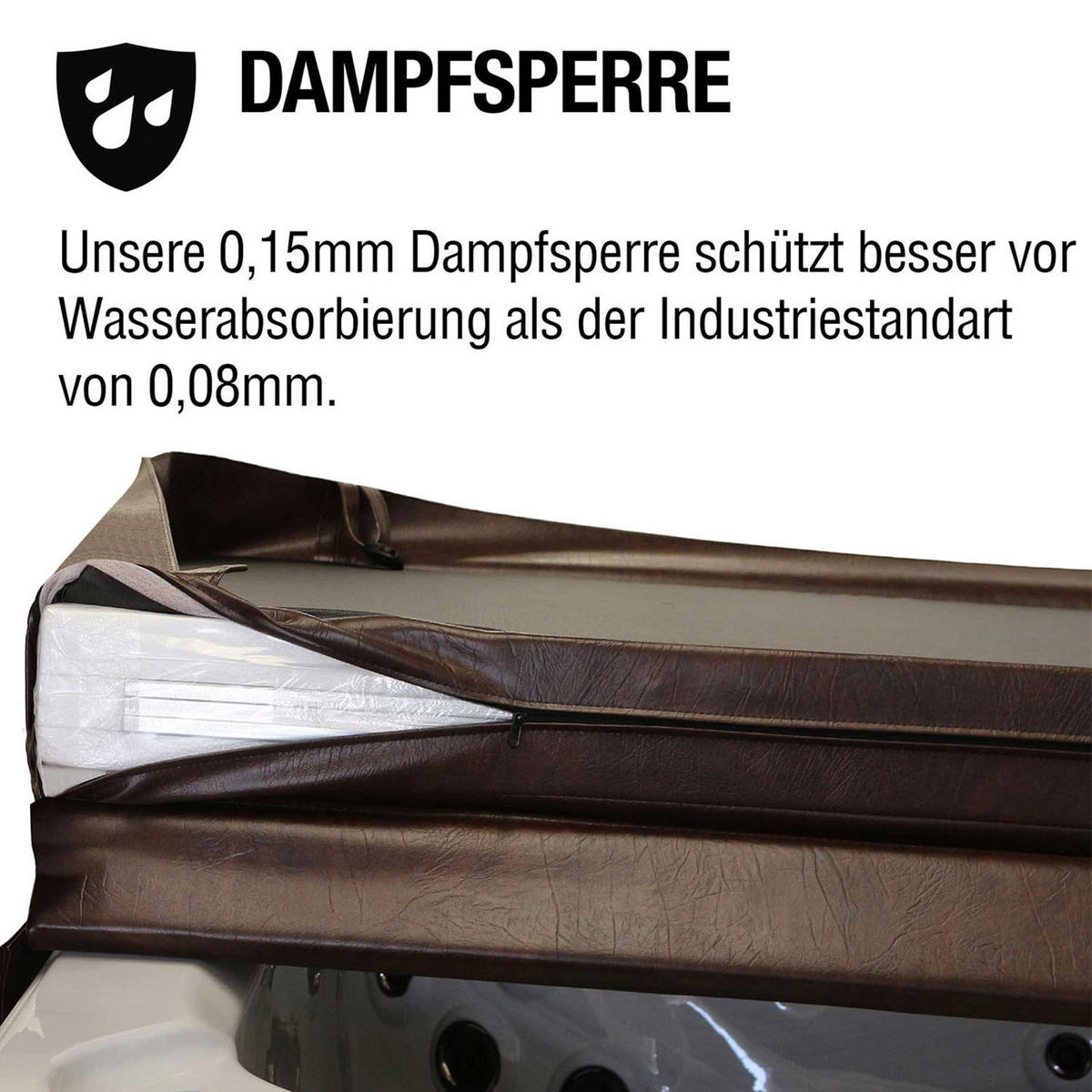 WHIRLPOOL ISOLIERABDECKUNG Kingston/Alberta schwarze Whirlpool-Abdeckung - Schwarz, Leder (216/240cm) - Canadian Spa Company