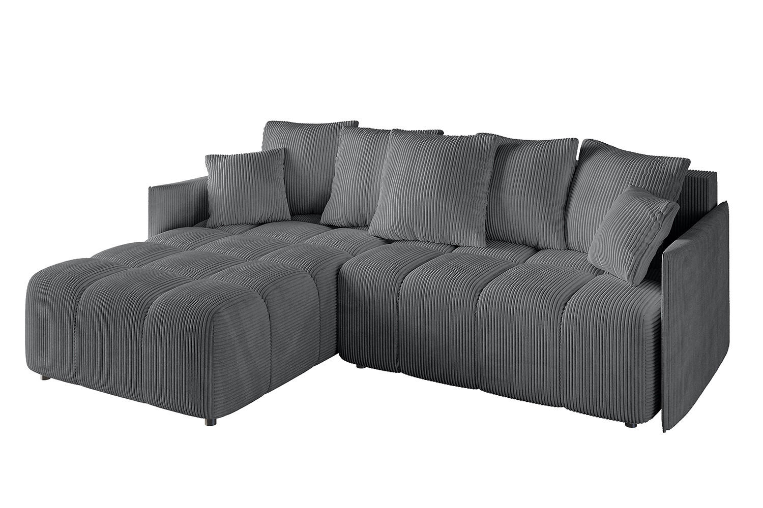 ECKSOFA Ottomane links LONLI-L 251x189x68 Dunkelgrau Cord - Dunkelgrau, Holzwerkstoff/Kunststoff (251/189cm) - ALTDECOR