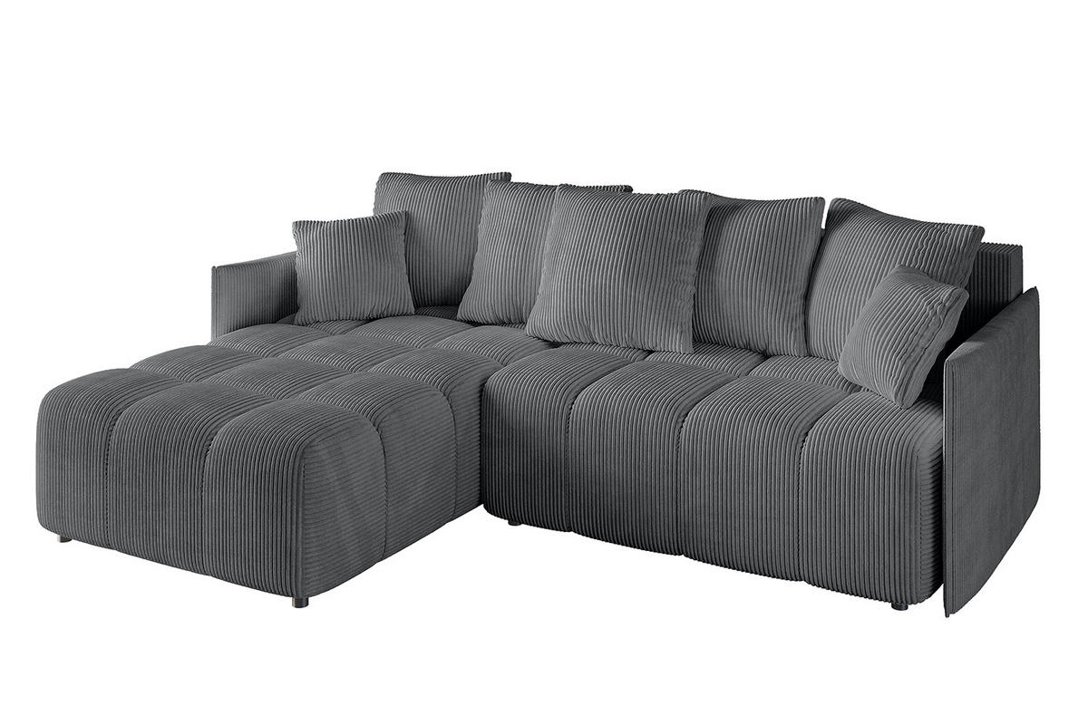 ECKSOFA Ottomane links LONLI-L 251x189x68 Dunkelgrau Cord - Dunkelgrau, Holzwerkstoff/Kunststoff (251/189cm) - ALTDECOR