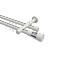 INNENLAUF-GARDINENSTANGEN-SET Prestige Tanara 240 cm (geteilt in 2 x 120 cm), 2-läufig, 20 mm Ø Weiß - Chromfarben/Schwarz, Metall (240cm) - INTERDECO