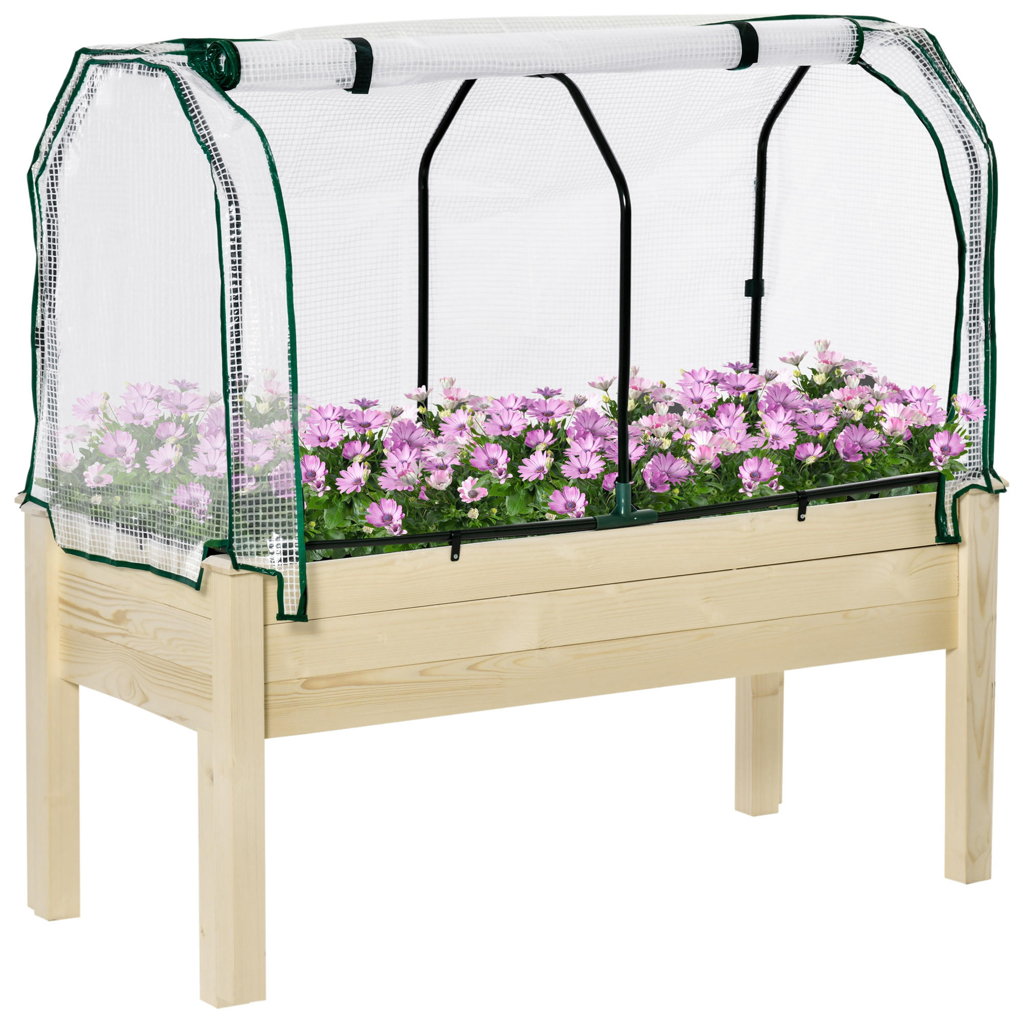 HOCHBEET, Holz-Beet 121 x 55 x 117 cm mit Schutzhülle, Natur - Multicolor, Holzwerkstoff (121/117/55cm) - FORIOUS