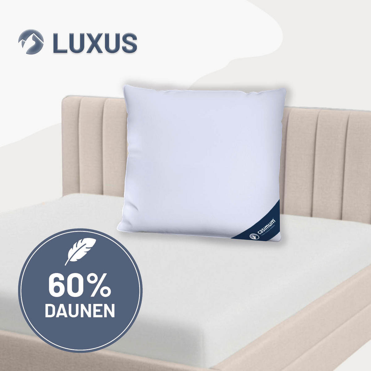 KOPFKISSEN 80x80 cm weich & stützend, Daunenkissen 60% Daunen - Weiß, Textil (80/80cm) - casimum