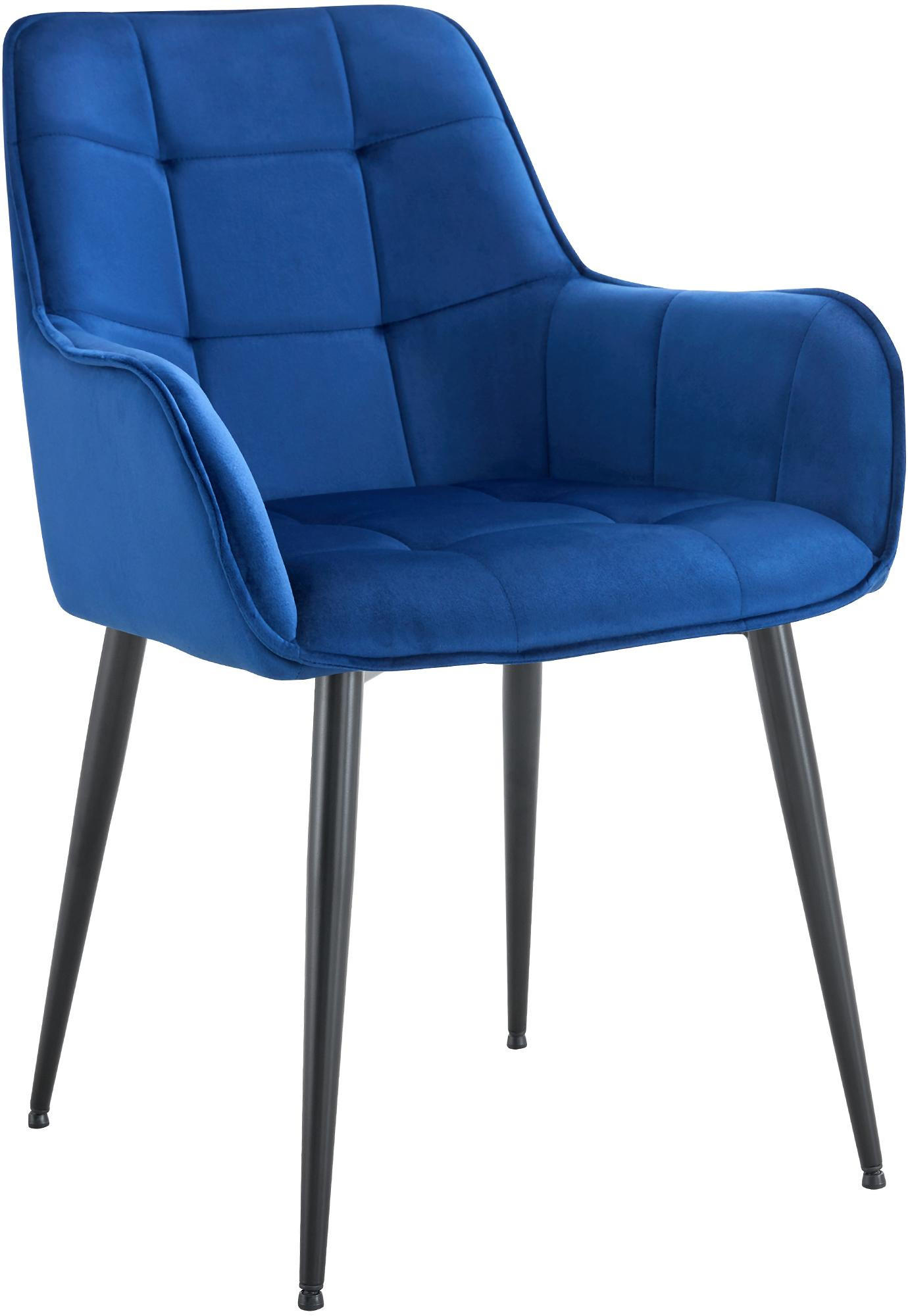 ESSZIMMERSTUHL Kunststoff dunkelblau - Schwarz/Dunkelblau, Kunststoff/Textil (58/86/62cm) - CLP