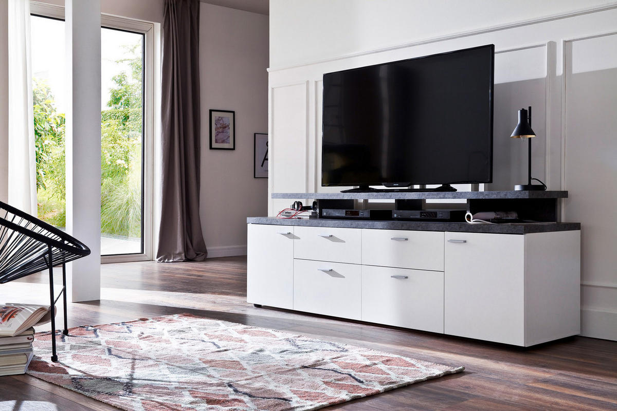 TV-ELEMENT Weiß - Weiß, Holzwerkstoff (180/66/47cm) - ebuy24