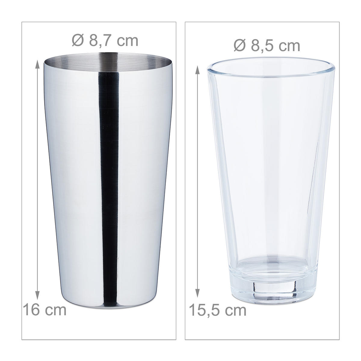 ŠEJKER na drinky - viacfarebná, kov/sklo (8.7/28.5/8.7cm) - Relaxdays