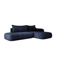 ECKSOFA BABU mit Bettfunktion – Moderne Polsterecke für Wohnzimmer, Funktionales Schlafsofa im Stoff CLOUD, 300x105x60 cm, Rechte, – Blau - Blau, Holz/Textil (300/190cm) - DomoHome