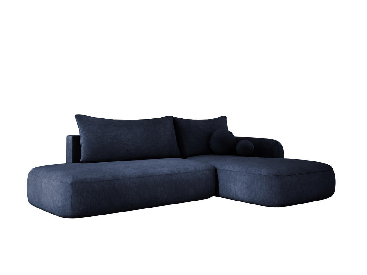 ECKSOFA BABU mit Bettfunktion – Moderne Polsterecke für Wohnzimmer, Funktionales Schlafsofa im Stoff CLOUD, 300x105x60 cm, Rechte, – Blau - Blau, Holz/Textil (300/190cm) - DomoHome