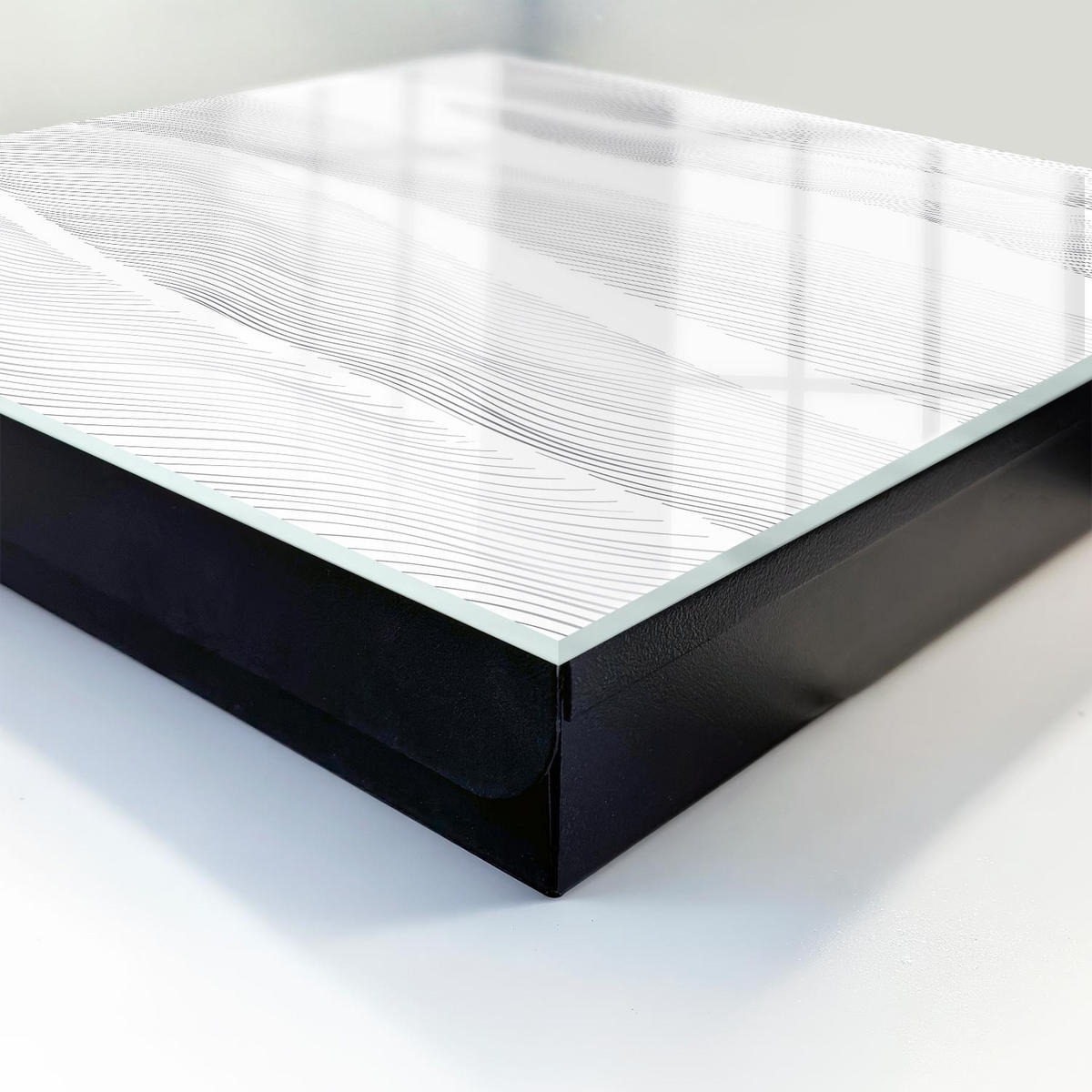 SCHLÜSSELBOX Schwarz 30x30 cm- Türöffnung nach rechts - Linienwellen - Schwarz, Metall (30/30/5cm) - TULUP
