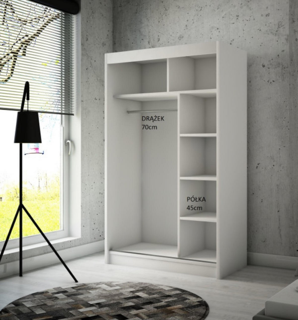 SCHRANK Weiß HOMA Mit Spiegel Schiebetür 120 cm 120x61x215 cm - Weiß, Holzwerkstoff (120/215/61cm) - Sepro Meble