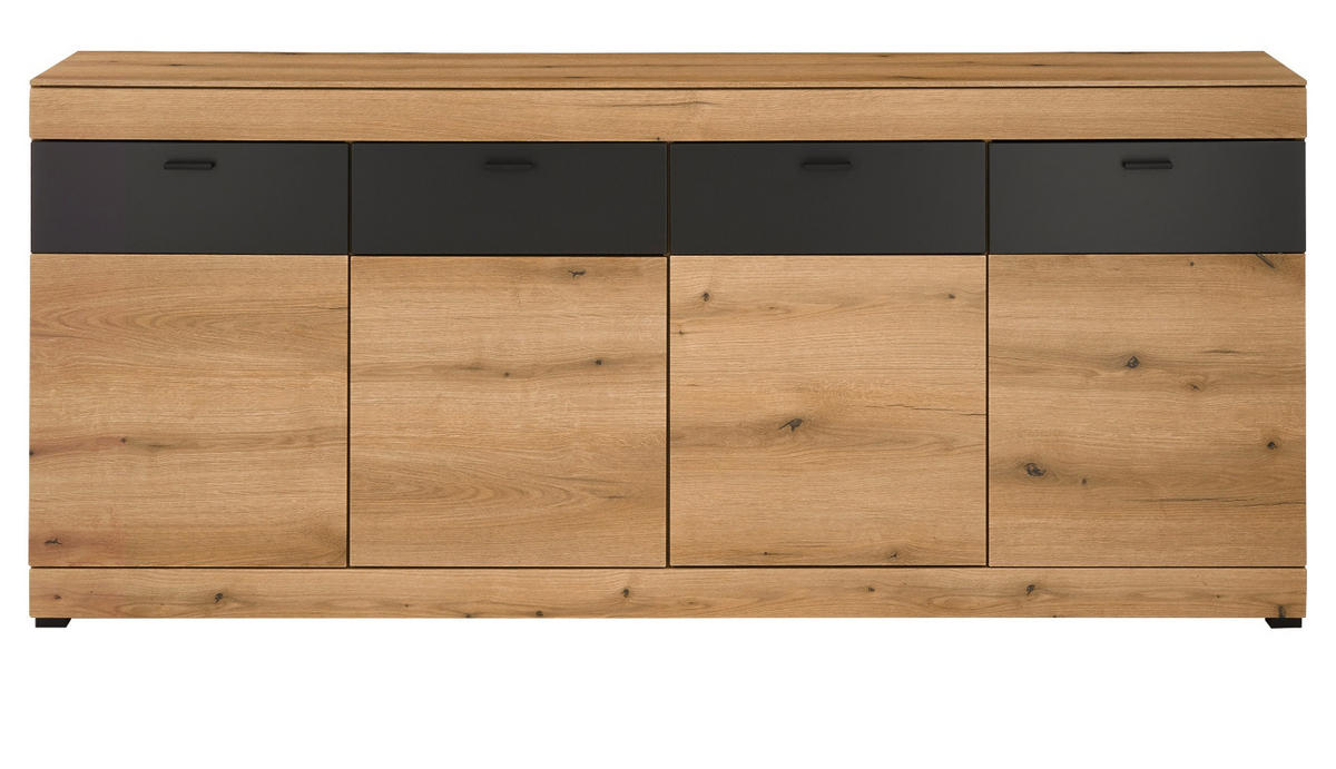 SIDEBOARD in Eiche, grau 200 cm, große kommode mit Soft-Close - Kaschmir/Eichefarben, Holzwerkstoff/Kunststoff (200/87/42cm) - Furn.Design