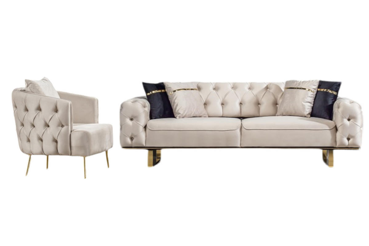 SITZGARNITUR Roma Beige Stellvariante:2+1 - Beige, Holz (180/81/103cm) - Villa Möbel