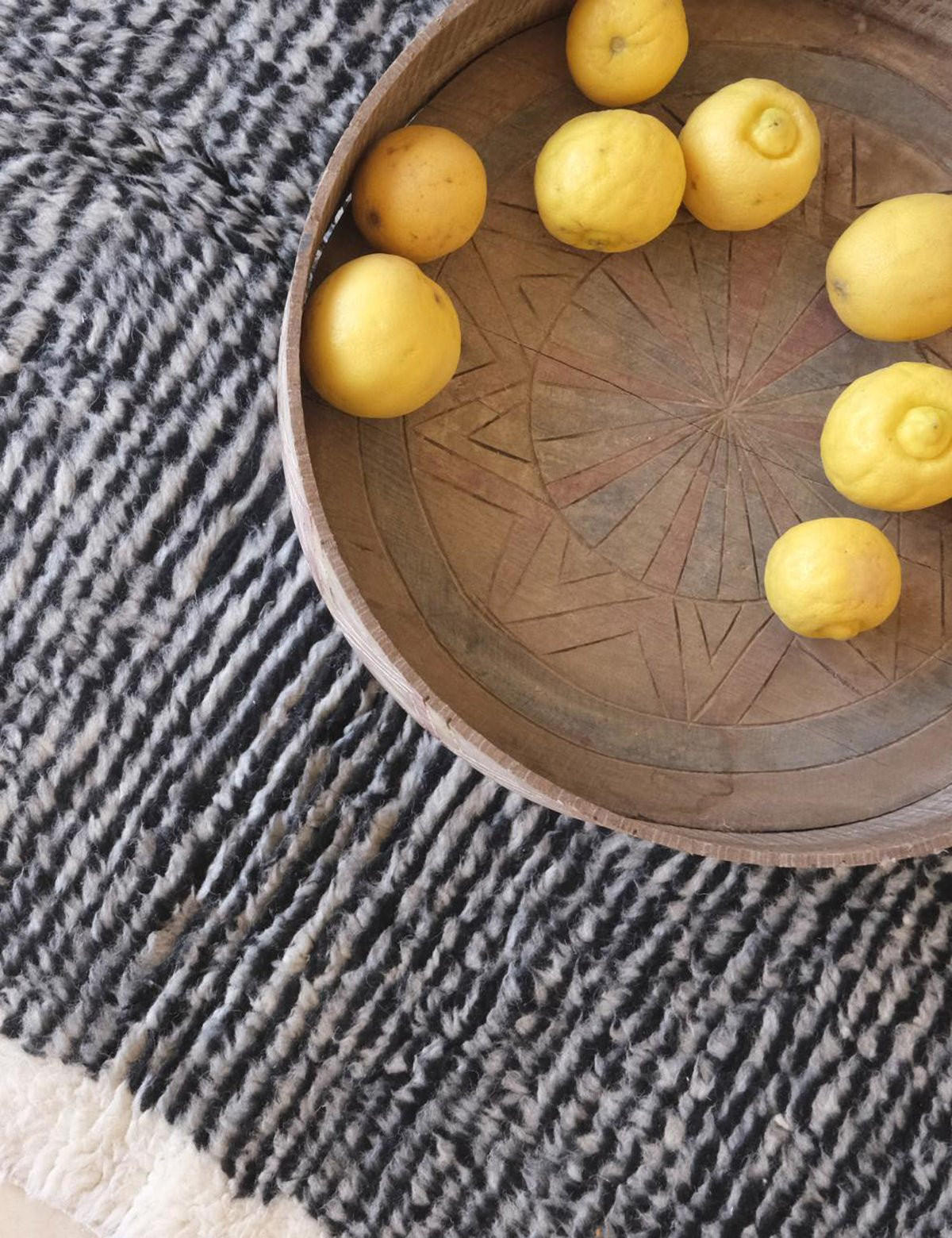 BERBERTEPPICH grafisch Wolle 119x 227 cm - Schwarz, Naturmaterialien (119/227cm) - AFK Living