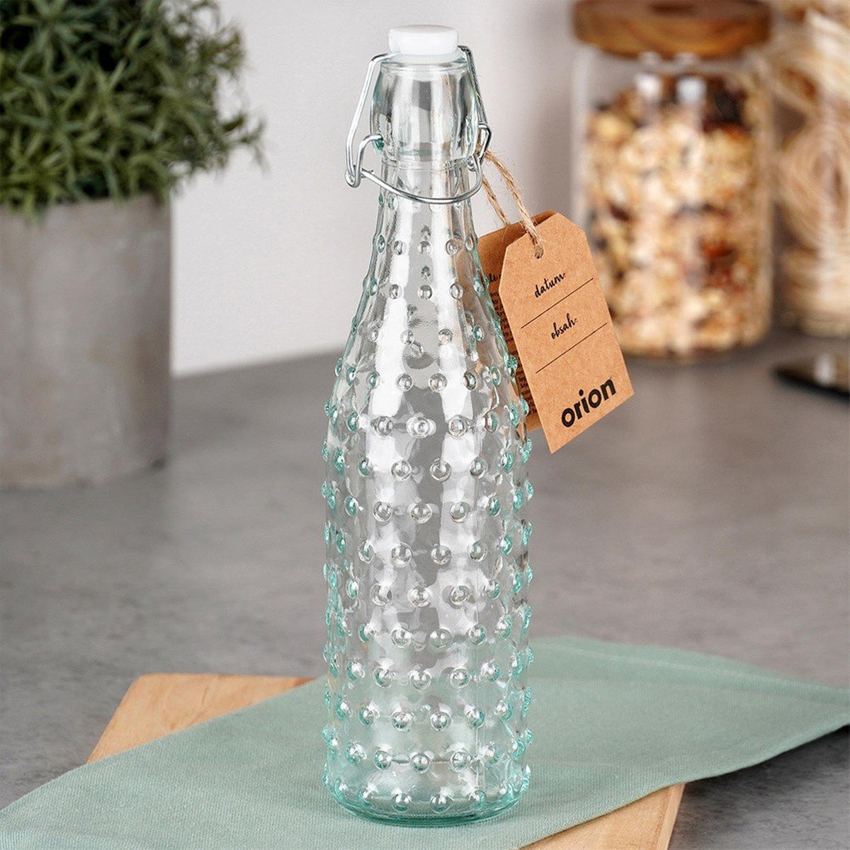 GLASFLASCHE Bügelverschluss geriffelt 500 ml Transparent - Transparent, Glas (6.5/27/6.5cm) - Orion 