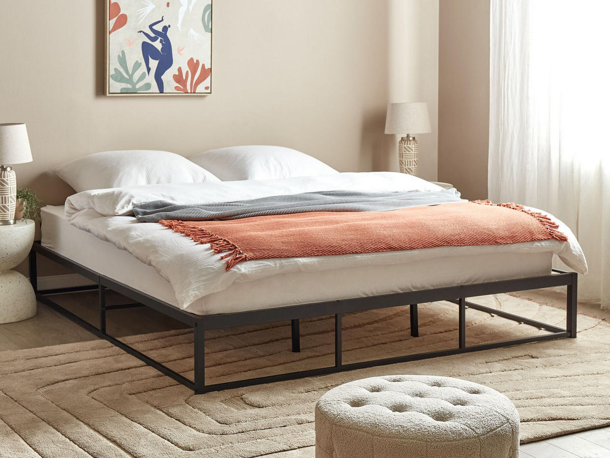 BETT mit Lattenrost 180x200 cm Schwarz Viry - Schwarz, Metall (180/200cm) - Beliani