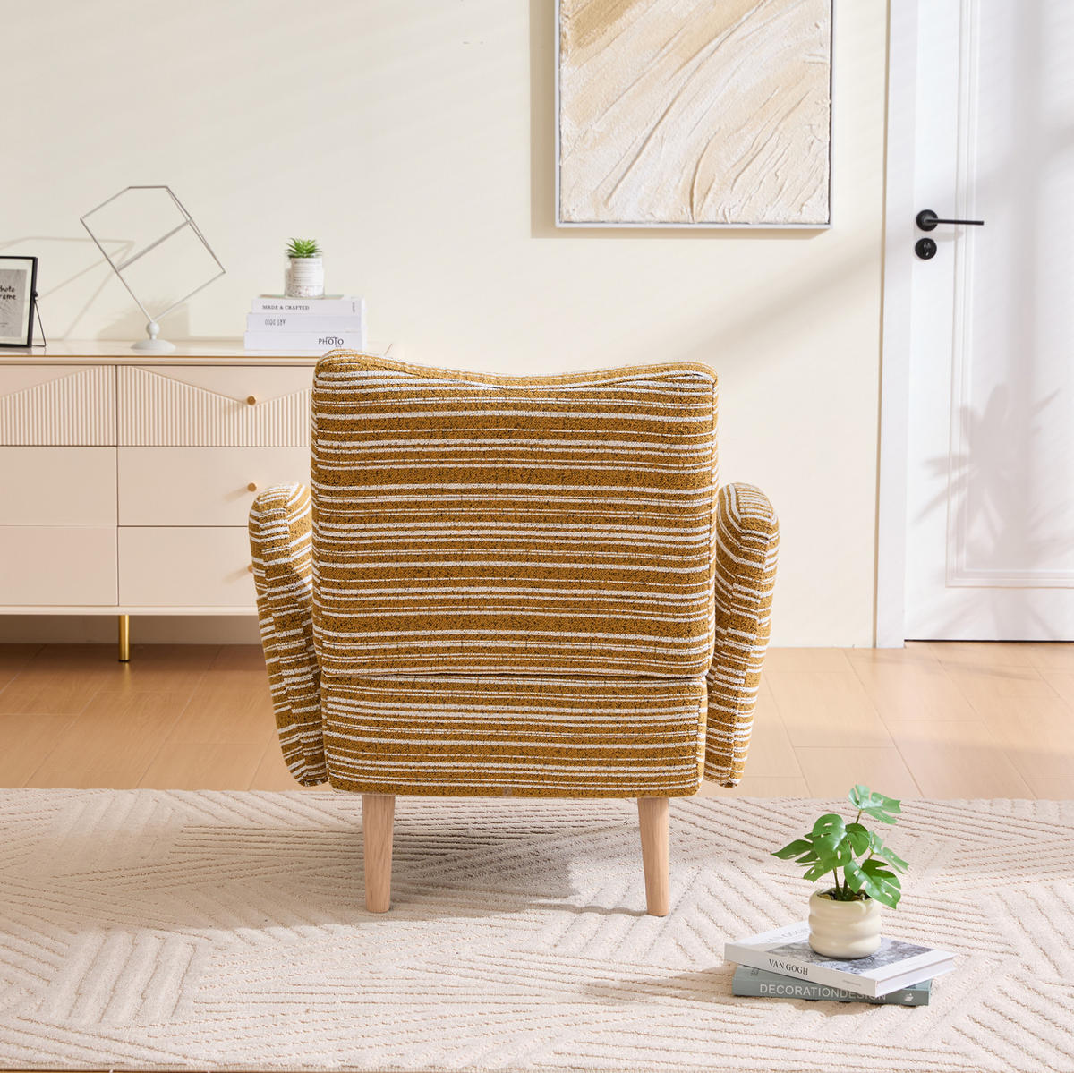 SESSEL 77/81/87 cm in Senfgelb aus Bouclé mit Seitentasche - Currygelb, Textil (77/87/81cm) - BEAOK