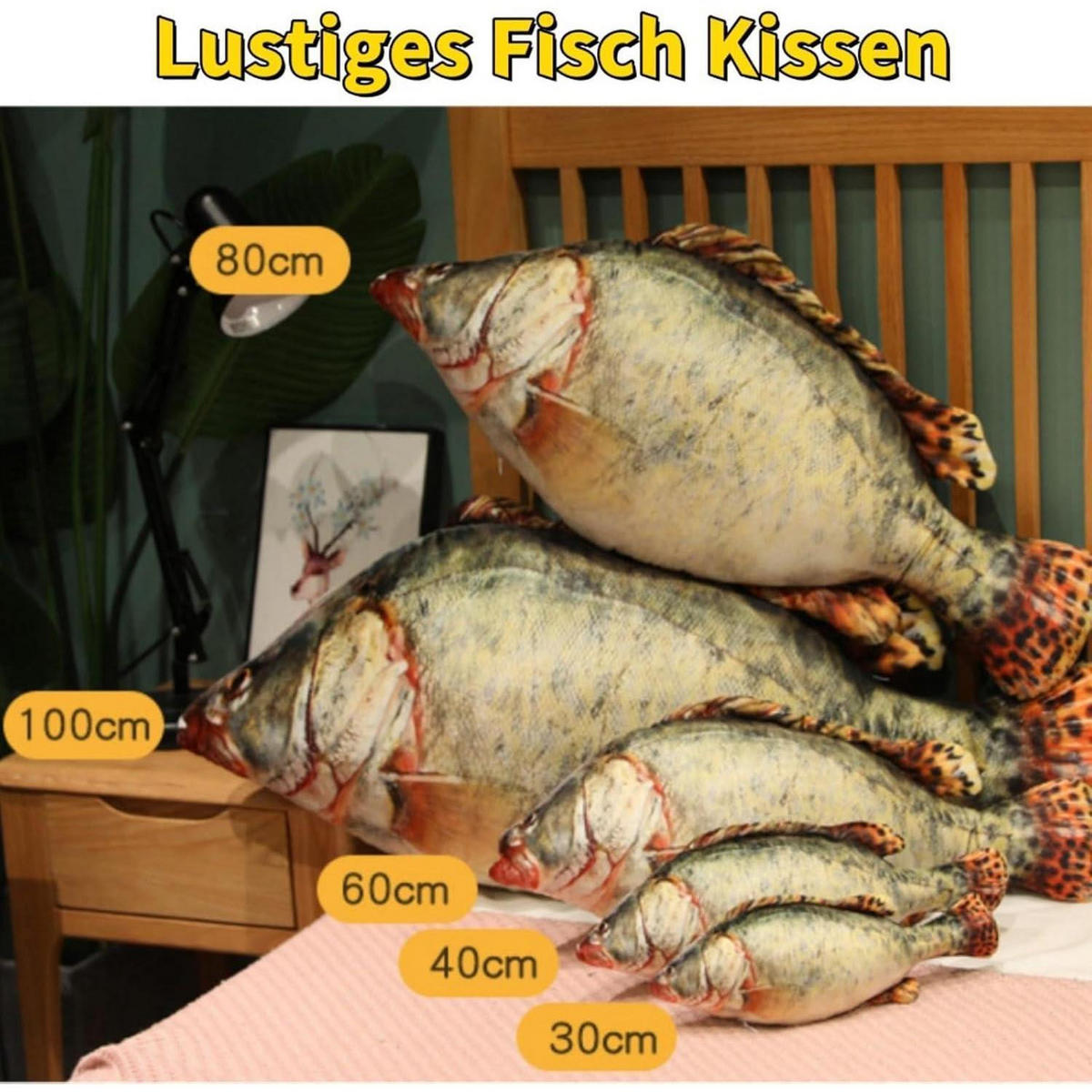 PLÜSCHKISSEN Fisch 30 cm - Braun, Textil (10/30cm)