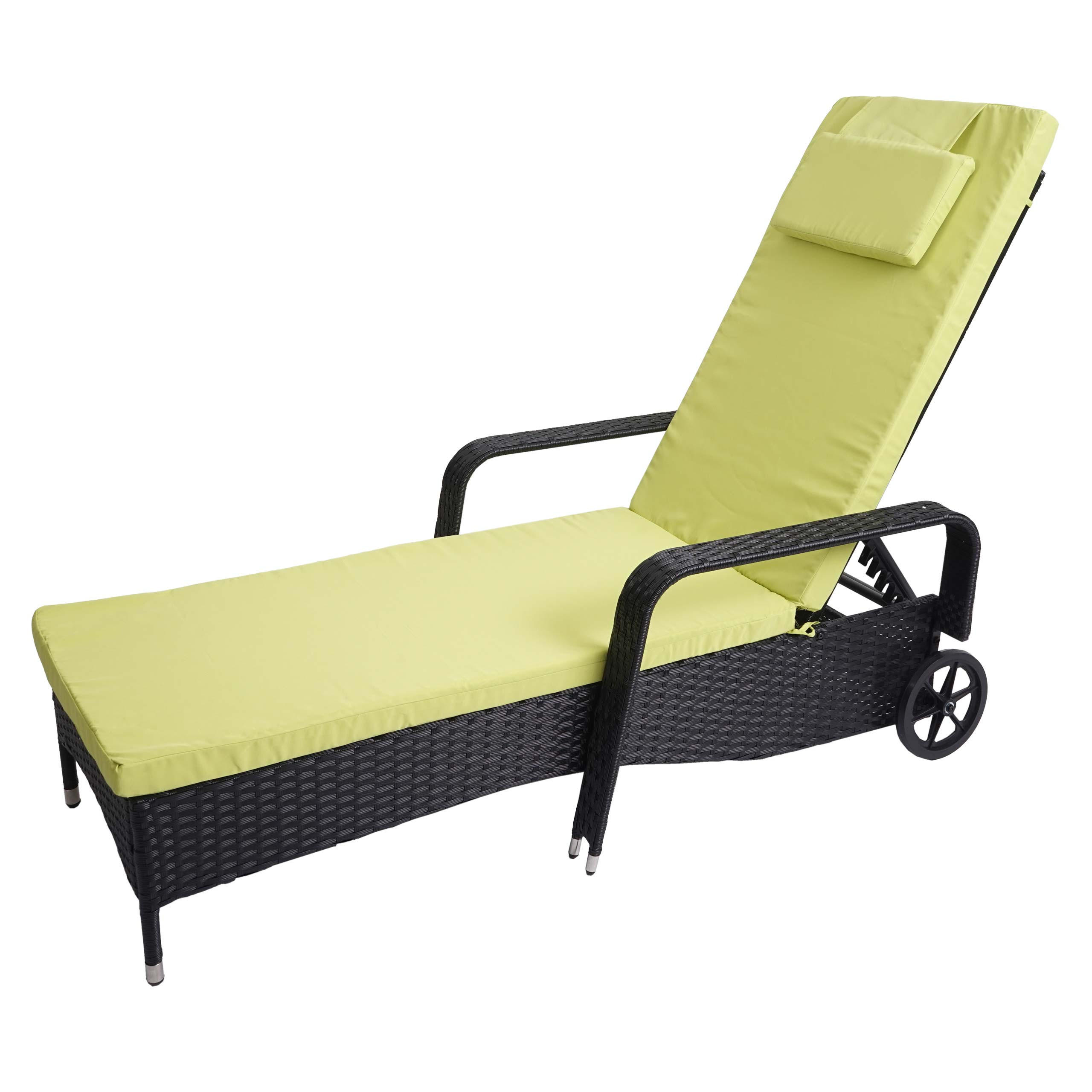 POLY-RATTAN SONNENLIEGE Anthrazit, Hellgrün - Anthrazit/Hellgrün, Kunststoff (71/108/197cm) - MCW