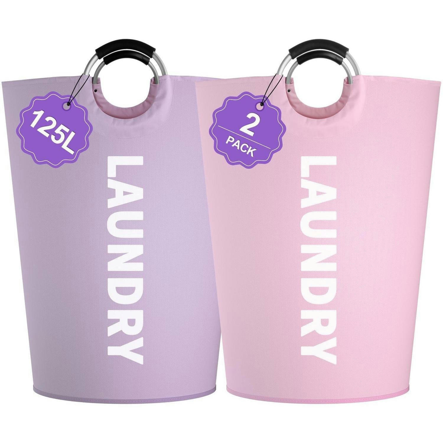 WÄSCHEKORB 2-teiliges Set 125L Lila + Rosa - Multicolor, Textil (43.9/78.7/43.9cm)