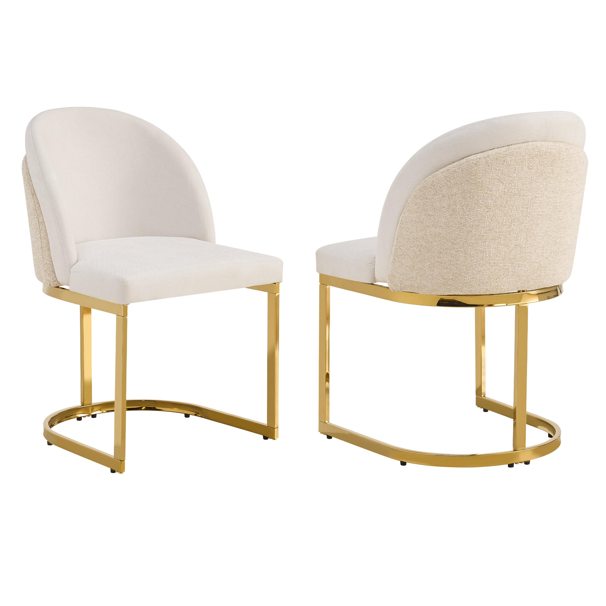 ESSZIMMERSTUHL 2er Set Chenille Beige Gold Modern - Beige, Textil (59/85/52cm) - FLIEKS