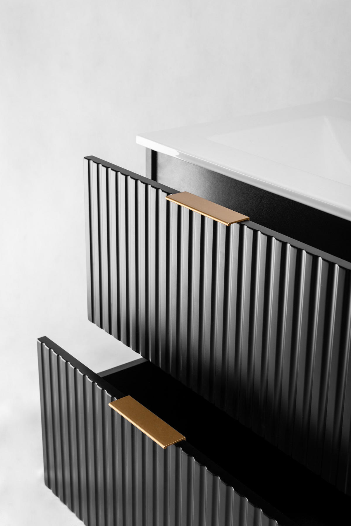 WASCHBECKUNTERSCHRANK mit Regal Schwarz matt/Eiche 140/57/46 cm - Eichefarben/Schwarz, Holzwerkstoff (140/57/46cm) - Rodan