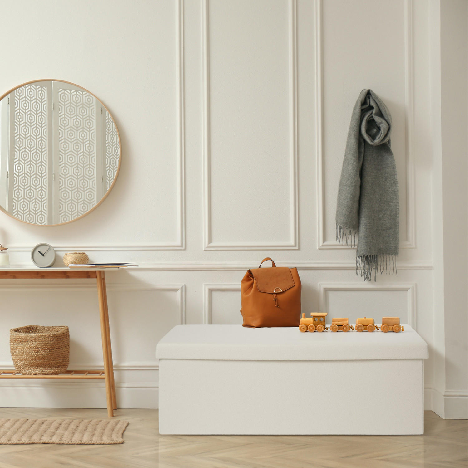 SITZBANK 110/38/38 cm, faltbar, Beige - Beige, Kunststoff (38/38/110cm) - Laleni