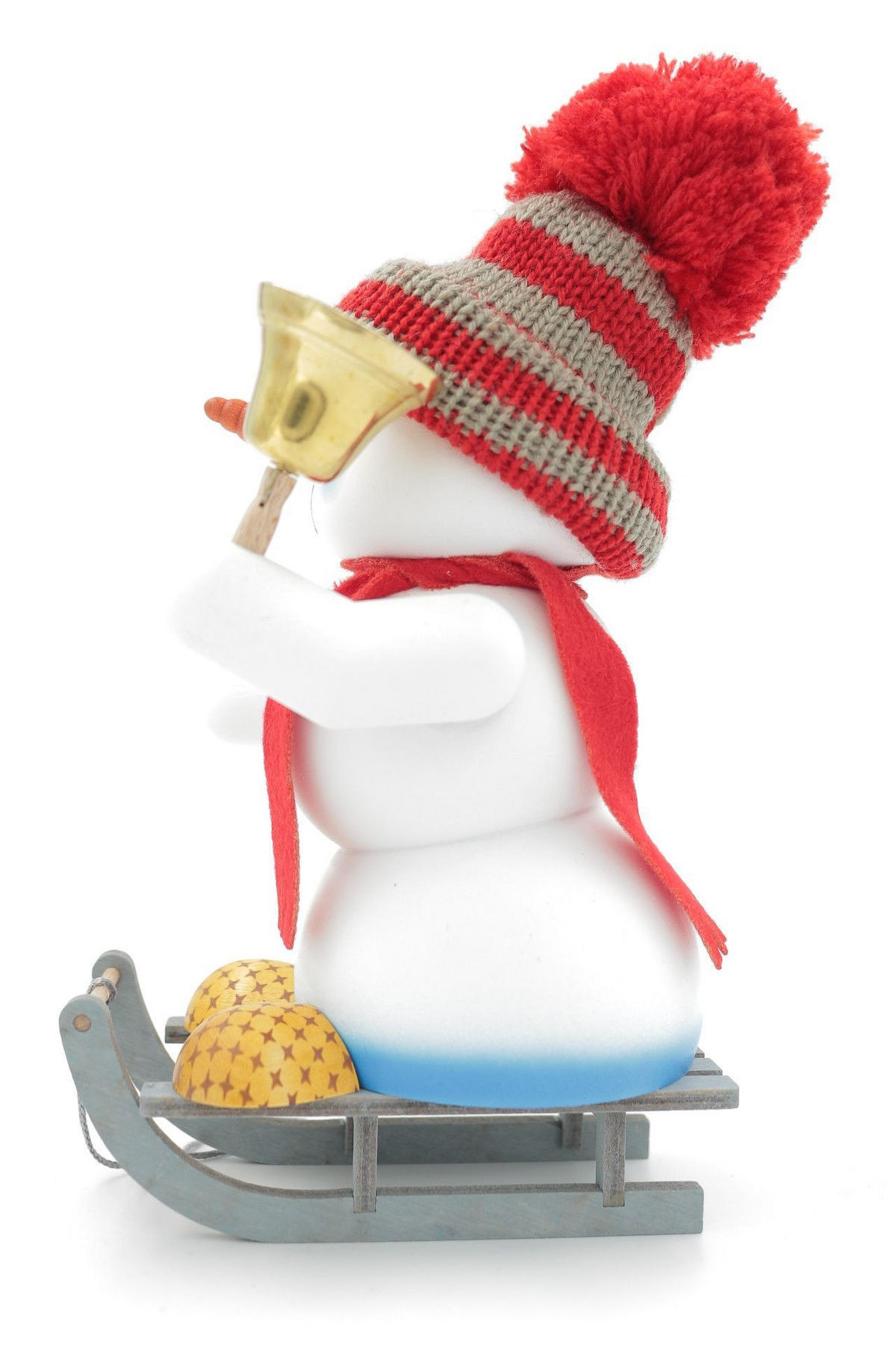 RAUCHFIGUR Schneemann Weiß Schlitten 19 cm - Multicolor, Holz (15/19/0.1cm)