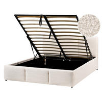 BETT mit Stauraum 140/200 cm Bouclé Cremeweiß Bousse - Creme, Textil (140/200cm) - Beliani