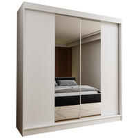 SCHWEBETÜRENSCHRANK LUCENZA 200/216/61 cm 2-türig mit Spiegel Weiß - Weiß, Holzwerkstoff (200/216/61cm) - MASSENO