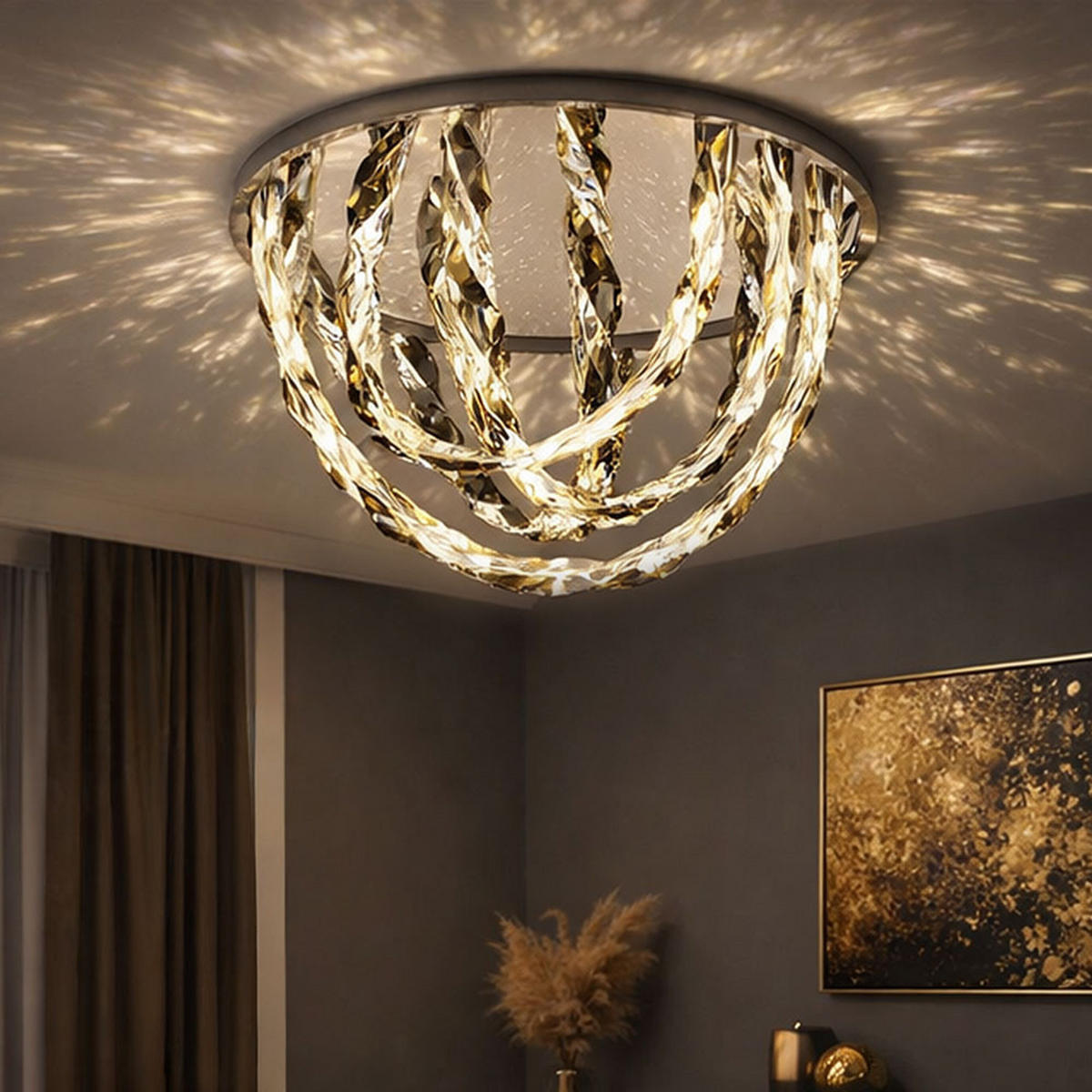 LED DECKENLEUCHTE Metall Chrom Rauch - Silberfarben, Metall (60/60/42cm) - Globo Lighting