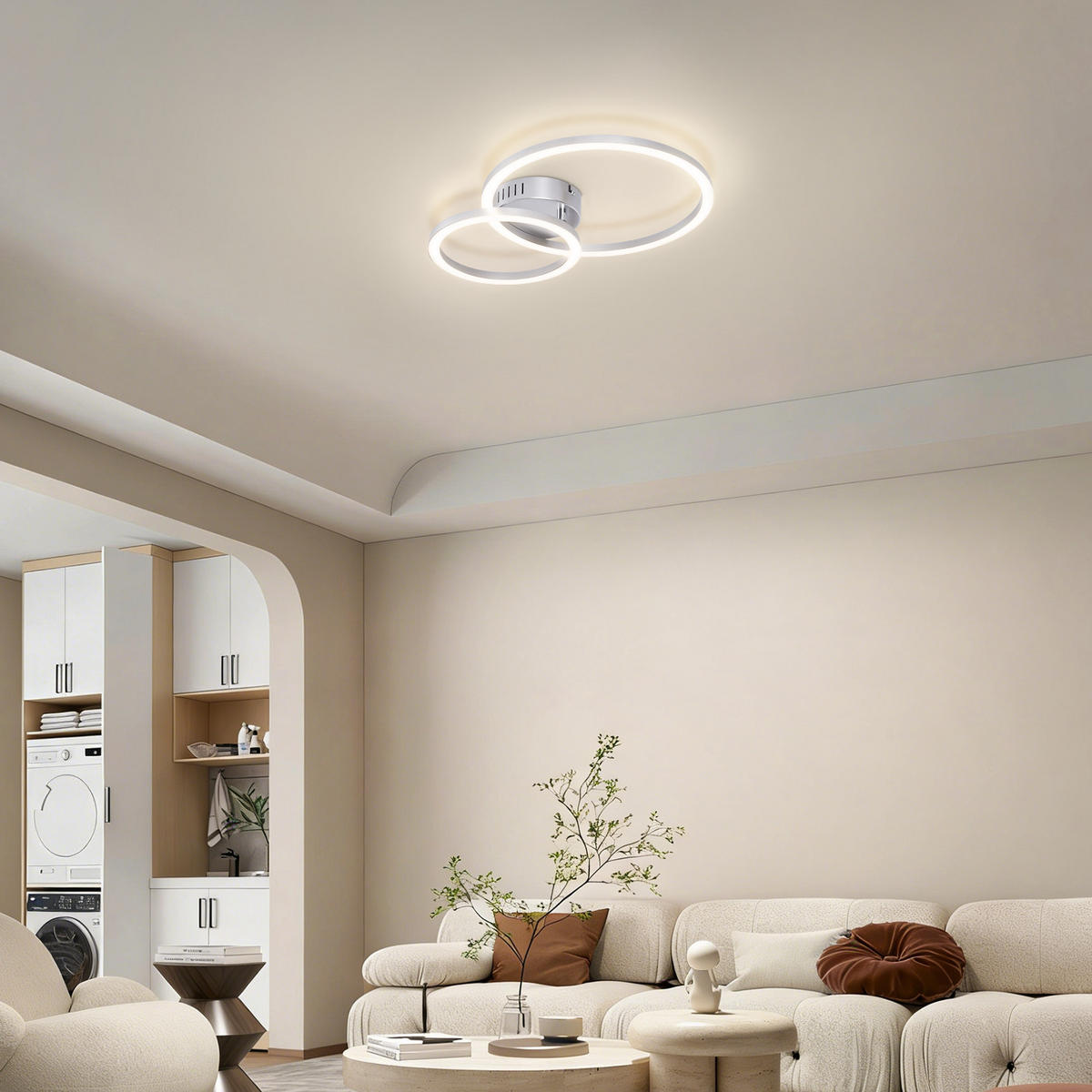 LED DECKENLEUCHTE Melenkir 40.5/30/6.7 cm - Silberfarben, Kunststoff (40.5/30/6.7cm) - ZMH