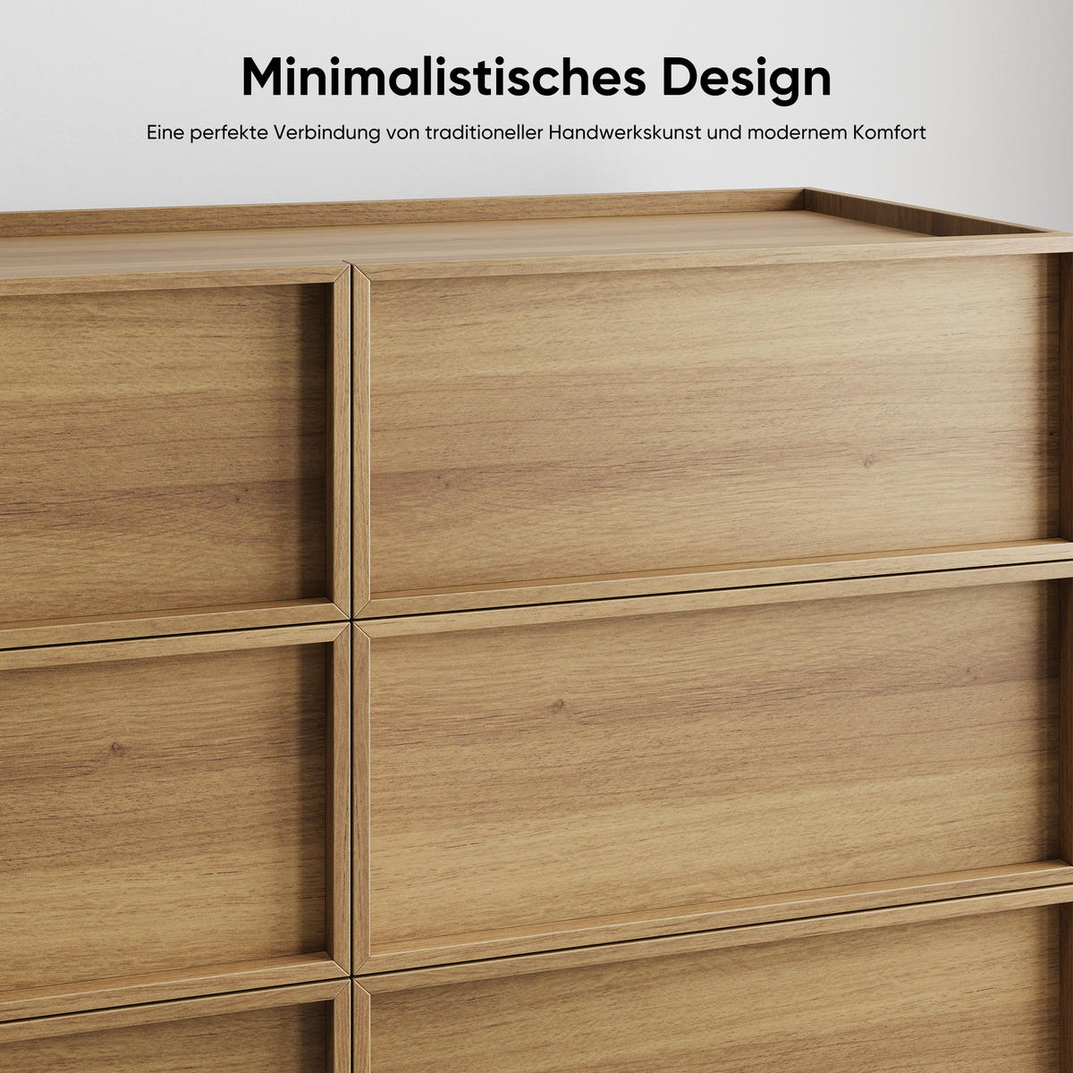SIDEBOARD Holz Kommode mit 6 Schubladen, Eiche 115x48x78 cm - Eichefarben, Holzwerkstoff (115/78/48cm) - Urban Meuble