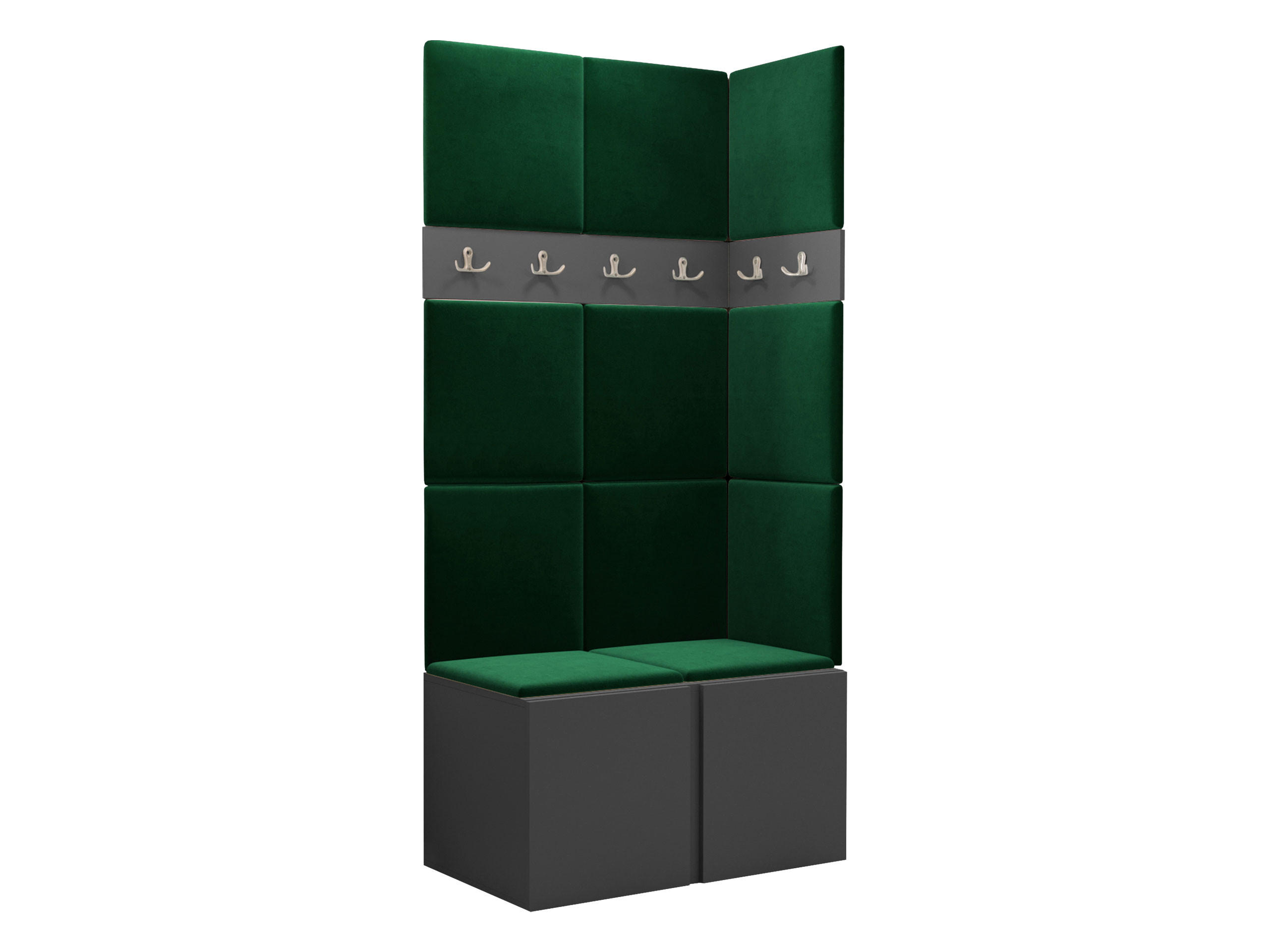 GARDEROBEN-SET Orion I - Graphitfarben/Grün, Holzwerkstoff/Kunststoff (84/186/46cm) - MIRJAN24