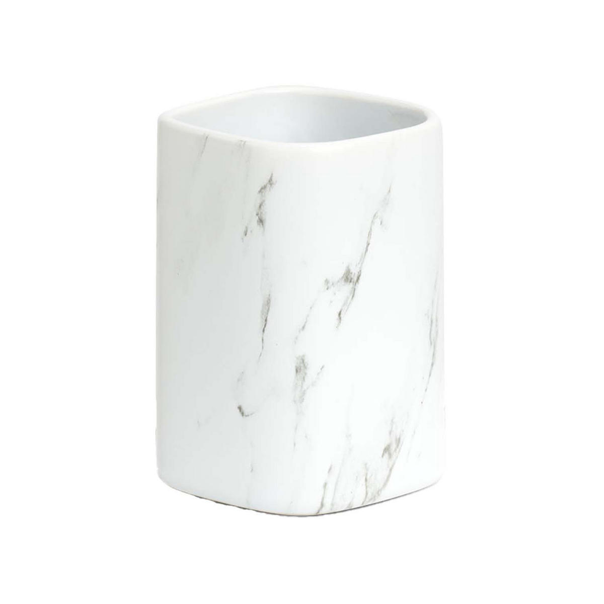 BADACCESSOIRES - Keramik Marmoroptik, 4-teiliges Set - Weiß, Keramik (11/13.2/8.1cm) - Zeller Present