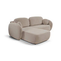 ECKSOFA AMICO L-S Beige Geflochtener Stoff mit Schlaffunktion - Beige, Holz (248/174cm) - MASSENO