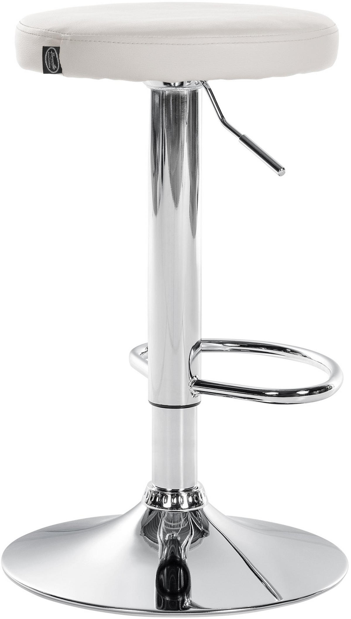 BARHOCKER Pontius Kunstleder chrom weiß - Chromfarben/Weiß, Kunststoff/Metall (38.5/81/38.5cm) - TPFLiving