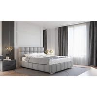 POLSTERBETT Bliss 160 x 200 cm mit Bettkasten und Lattenrost, 7-Zonen-Taschenfederkernmatratze arlan (21 cm) - grau - Grau, Holz (160/200cm) - Homesy