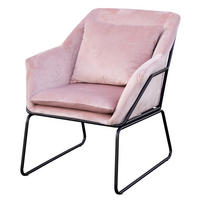 LOUNGESESSEL JOSIE Samtbezug Rosa - Schwarz/Rosa, Textil/Metall (68/82/64cm) - SVITA