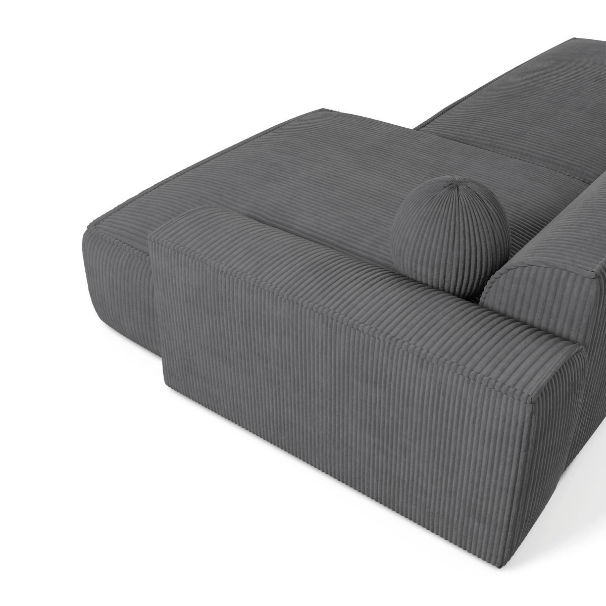 ECKSOFA RECHTS Gerippter Samt Anthrazitgrau 260cm - Dunkelgrau/Anthrazit, Textil (260/155cm) - Sia Home