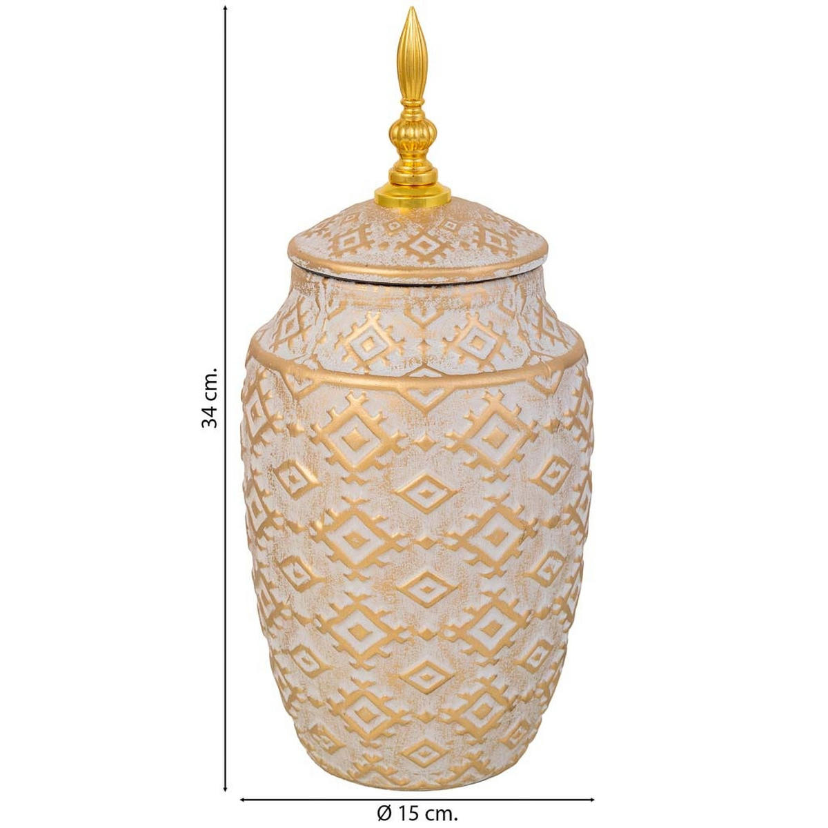 VASE aus Keramik, golden, 15x34cm - Goldfarben, Keramik (34cm) - Wanderlust