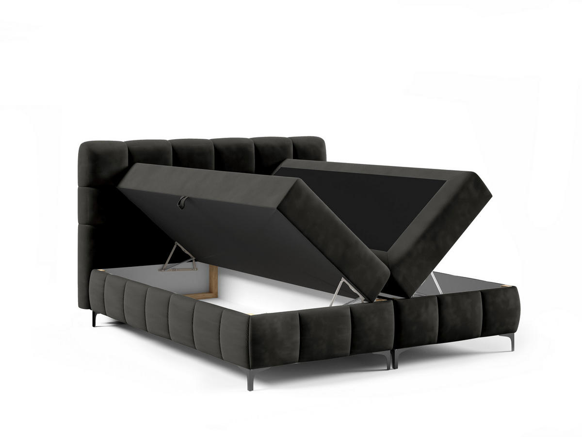BOXBETT Cynthia 160x200 schwarz H3 - Schwarz, Textil (160/200cm) - AN-Moebel 4u